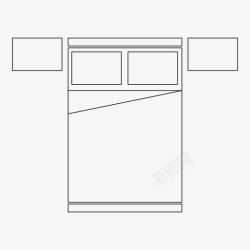 双人床俯视卧室鸟瞰图蓝图图标高清图片