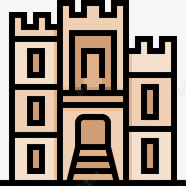 科英布拉旧大教堂10号地标线性颜色图标图标