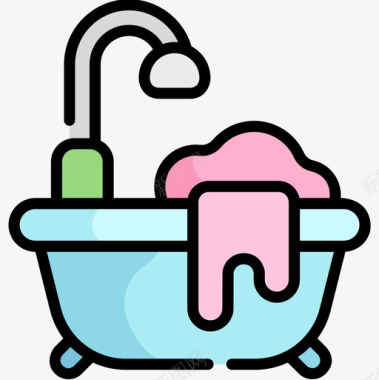 浴缸spa21线性颜色图标图标