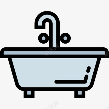 浴缸家具103线性颜色图标图标