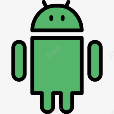 Android机器人机器3线性颜色图标图标