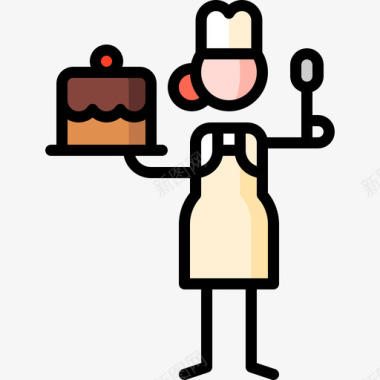 糕点厨师酒店服务35线性颜色图标图标