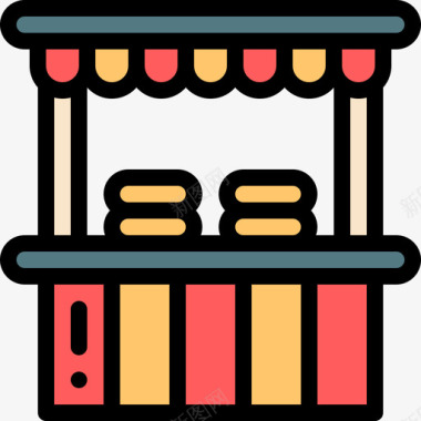 售货亭城市生活10线性颜色图标图标
