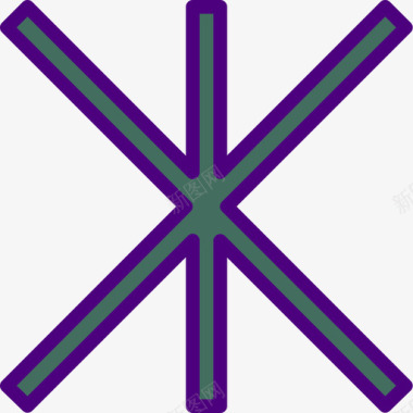 十字架占星术和符号学3线颜色图标图标