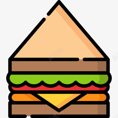 三明治床和早餐11线性颜色图标图标