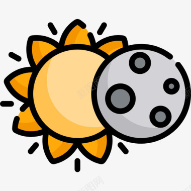 日食195号天气线性颜色图标图标