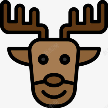 鹿圣诞200线性颜色图标图标