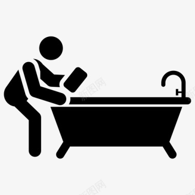 浴缸清洁剂浴室清洁剂清洁人员图标图标