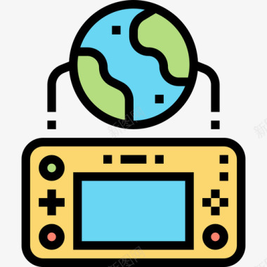 控制器视频游戏6线性颜色图标图标