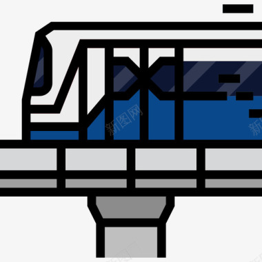 火车曼谷标志和地标4线颜色图标图标