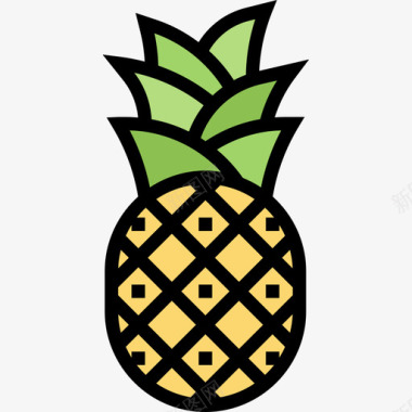 菠萝夏威夷14线形颜色图标图标