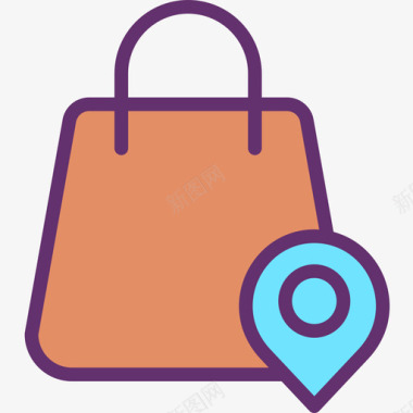 购物袋电子商务122线性颜色图标图标