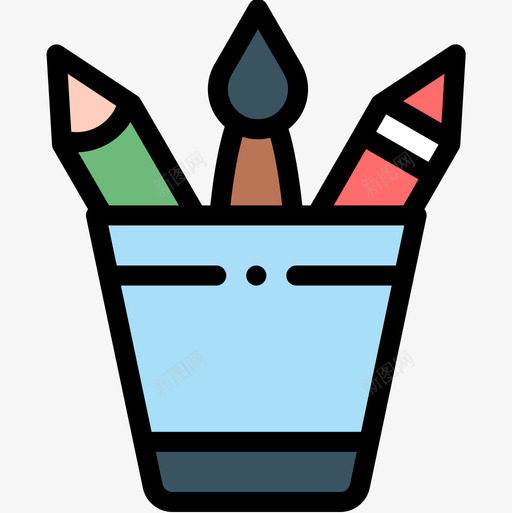 铅笔盒艺术工作室9线性颜色图标svg_新图网 https://ixintu.com 线性颜色 艺术工作室9 铅笔盒