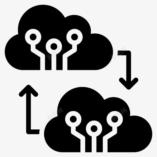 云连接云计算云托管图标svg_新图网 https://ixintu.com 云网 云计算 图标 托管 服务 网络 连接