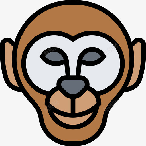 猴子动物头4线状颜色图标svg_新图网 https://ixintu.com 动物 猴子 线状 颜色