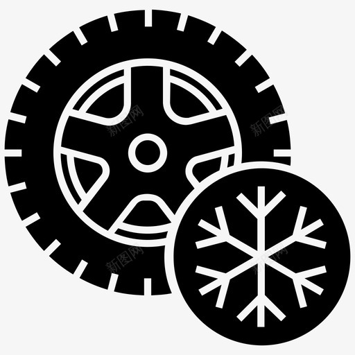 轮胎保养雪地轮胎雪花轮胎图标svg_新图网 https://ixintu.com 保养 冬季 填充 汽车服务 温度 轮胎 雪地 雪花