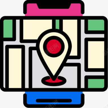 地图智能手机线颜色图标图标