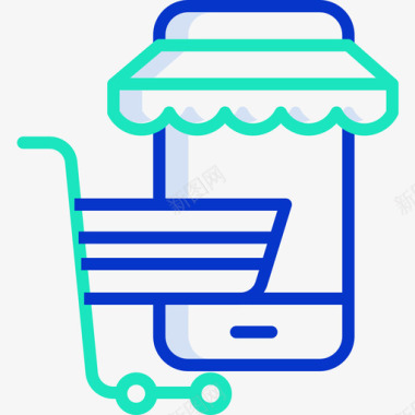 网上购物电子商务121轮廓颜色图标图标