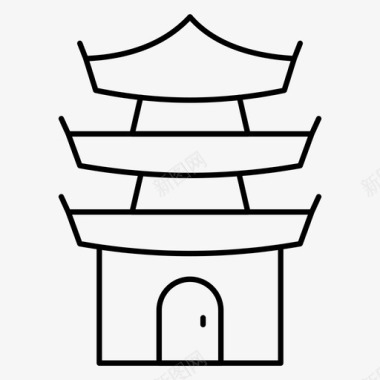 寺庙建筑地标图标图标