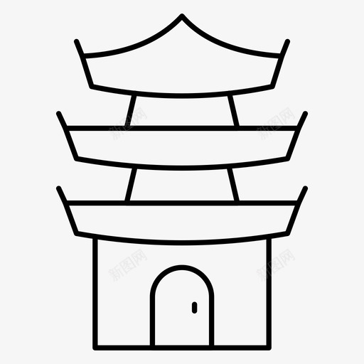 寺庙建筑地标图标svg_新图网 https://ixintu.com 图标 地标 地点 宝塔 寺庙 建筑 细线