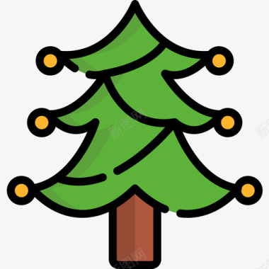 圣诞树圣诞169线形颜色图标图标