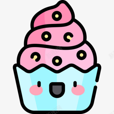 纸杯蛋糕婴儿淋浴5线性颜色图标图标