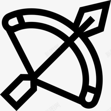 十字弓北欧海盗轮廓直线形图标图标