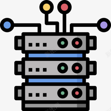 云服务器网络技术3线颜色图标图标