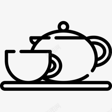 咖啡壶面包房52线性图标图标