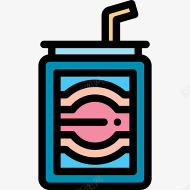 汽水罐音乐节26线性颜色图标图标