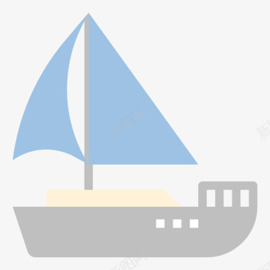 帆船夏季48平坦图标图标