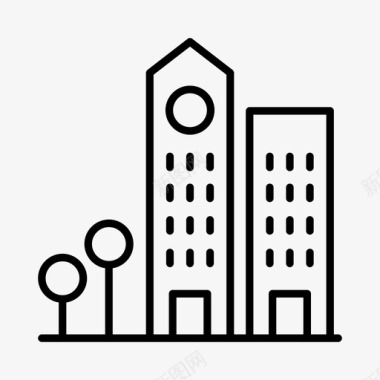 建筑物城市城镇图标图标