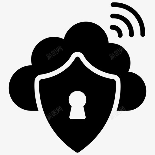 无线安全云计算云保护图标svg_新图网 https://ixintu.com 云计算 互联网 保护 图标 安全 无线
