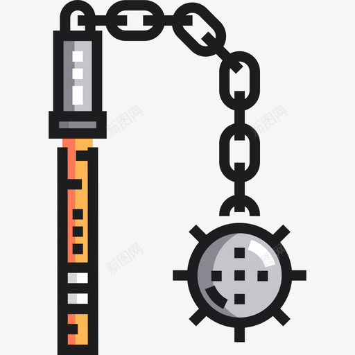 连枷中世纪24线状颜色图标svg_新图网 https://ixintu.com 中世纪 线状 连枷 颜色