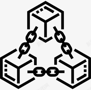 块链块链22线性图标图标