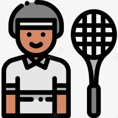 网球运动员体育头像10线性颜色图标图标