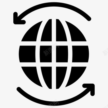 全球商务国际商务带箭头的全球商务图标图标