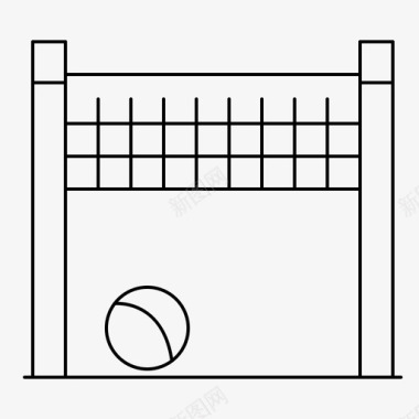排球网运动中庭与运动训练细线图标图标