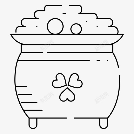 金罐硬币圣帕特里克图标svg_新图网 https://ixintu.com 帕特 帕特里 爱尔兰 独立日 硬币 细线 里克 金罐