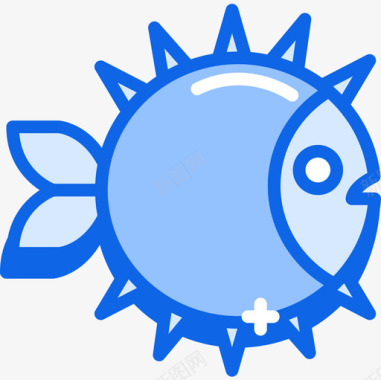 河豚鱼海滨4蓝色图标图标