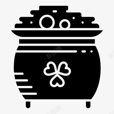 三叶草硬币罐子图标图标