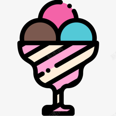 冰淇淋糖果店10线性颜色图标图标