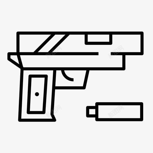 带消音器的手枪枪支手枪图标svg_新图网 https://ixintu.com 射击 手枪 枪支 武器 消音器 火器