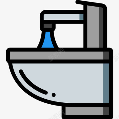 水槽卫生14线性颜色图标图标