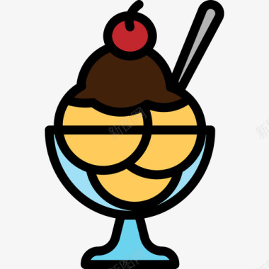 冰淇淋庆祝派对4线性颜色图标图标
