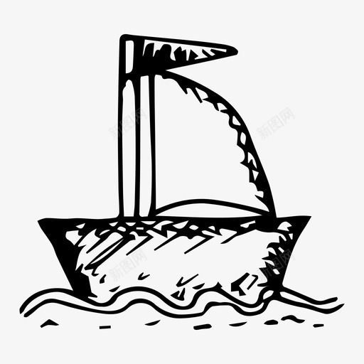 帆船大海素描图标svg_新图网 https://ixintu.com 大海 帆船 素描