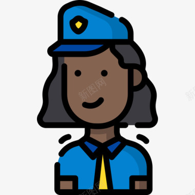 女警察阿凡达66线性颜色图标图标