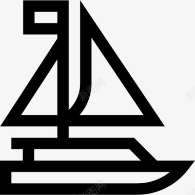 帆船自由时间3直线型图标图标