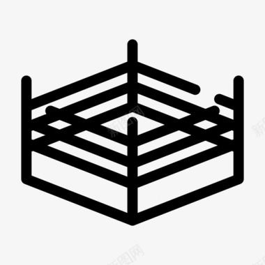 拳击摔跤运动中庭和运动训练加粗虚线图标图标