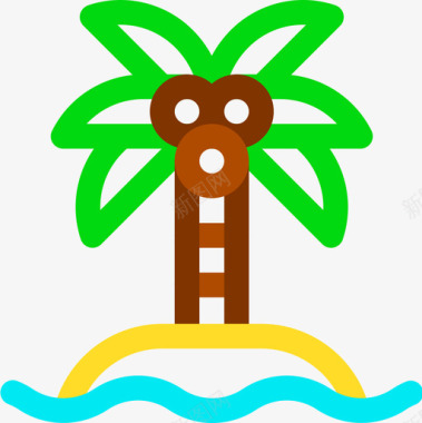 椰子树泰国18线形颜色图标图标